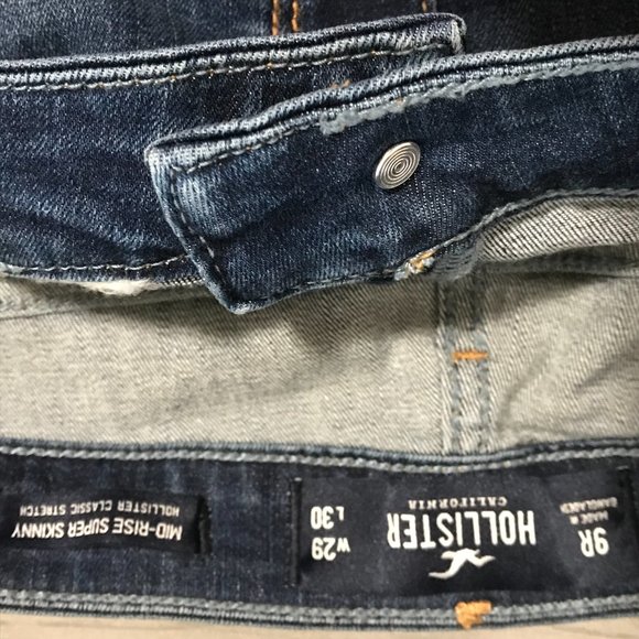 Hollister Jeans Junior Mid Rise Super Skinny Classic Stretch Destroyed 9R 29X30 - Picture 3 of 4